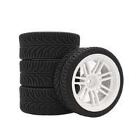 Chanjorlin 65mm OD 1/10 RC On Road Tires & Plastic Wheels with 12mm Hex | 4PCS Street Tire For 1:10 Scale Drift Touring Rally Car MJXRC 10208 Tamiya TT01 TT02 XV02 XV01 TA06 KYOSHO FW05 HSP 94122