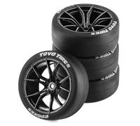 Chanmoo 1/10 RC Drift Tires and Plastic Wheels Rims Rally Racing Tyres 12mm Hex for 1:10 Scale On Road Touring Street Car Tamiya Traxxas HPI KYOSHO XV02 XV01 TT01 TT02 PTG2 A959 4PCS (A Black)