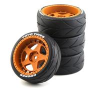 Chanmoo 1/10 RC On Road Tires and 12mm Hex Hard Plastic Wheels Rims Rubber Drift Tyres for 1:10 Rally Racing Car Tamiya XV01 XV02 TA06 TT01 TT02 PTG2 144001 A959 HPI KYOSHO 4PCS (Brown B)