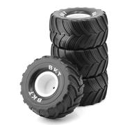Chanmoo 1/18 RC Monster Truck Tires And Hard Plastic Wheels Rims 12mm Hex 1/16 Rubber Buggy Off Road Tyres OD 100mm For 1/12 1/14 Scale Truck Car Traxxas E-REVO HSP HPI Tamiya Losi 4PCS (White)
