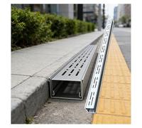 Channel Drain Kit, Custom Trench Drainage System for Driveways, Patios, & Yards, Stainless Steel Water Diverter Trough Gutter, Complete with End and Outlet