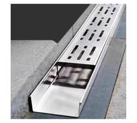 Channel Drain Narrow Garden Trench Drain Ditch Outdoor, Stainless Steel Low Profile Channel Drain System, Rainwater And Sewage Drainage Ditch For Patio Courtyard Sidewalk Landscape(L 100x W 10x H 4 cm