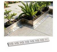 Channel Drain Outdoor Silver Outdoor Pool Deck Drain Channel 304 Stainless Steel Driveway Drain for Patios, Balconies, Gardens, Driveways, and Courtyards(150x3.5x3cm)