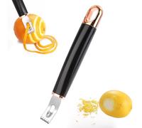 Channel Knife Peeler, Stainless Steel 2 in 1 Lemon Peeler Orange Zester with Hanging Loop Rose Gold Sharp Cocktail Garnish Citrus Zester Fruit Zester Tool for Home Kitchen Bar Restaurant