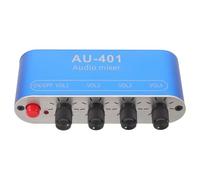 Channel Stereo Audio Mixer with 3.5mm Input and Output Ports | Built-in Power Amplifier System, Quick Source Switching, Independent Volume Knobs, Blue Plastic Metal Body
