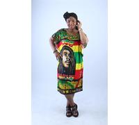 Channel the laid-back spirit of reggae with this Bob Marley Rasta Kaftan Dress. JTAPHRIQUE Green 16