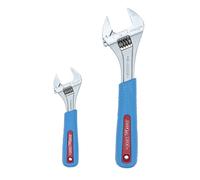 Channellock WS-2CB 2 Piece Adjustable Wrench Set | 6-inch & 10-Inch Wrench | Precise Jaw Design Grips in Tight Spaces | Measurement Scales for Easy Sizing of Diameters | Code Blue Grips
