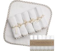 Channing & Yates Baby Washcloths - (6 Pack) Certified Organic Baby Wash Cloths Soft Bamboo Face Towels - 10 x 10in - (Beige/White)