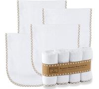 Channing & Yates Organic Bamboo Baby Burp Cloths Boy or Girl (4-Pack) Baby Burp Cloths for Eczema -Thick & Soft - 22 x 11in - (Beige)