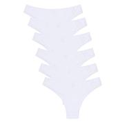 Channo Brazilian Cotton Panties, Solid Colors, Fine Finish, Invisible - Pack of 6, White, S/M