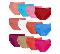 Channo Pack of 12 Girls' Panties Stripes Assorted Colours Soft, Lightweight and Elastic Fabric without Seams, Pack B Stripes, 8-10 Years