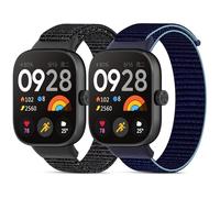 CHANRASI 2 Pieces Nylon Strap Compatible with Xiaomi Redmi Watch 4/Mi Band 8 Pro for Women/Men, Adjustable Sports Strap for Redmi Watch 4/Xiaomi Mi Band 8 Pro, black/dark navy, Xiaomi Redmi Watch 4