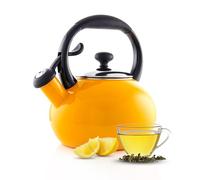 Chantal 1.8 QT Kettle, Buttons Series, Premium Enamel on Carbon Steel, Whistling, Even Heating & Quick Boil (Marigold)