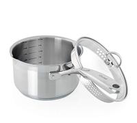 Chantal SLIN35-P18 Induction 21 Steel Saucepan with Double Pour Spout and Strainer (2.5 Qt.)