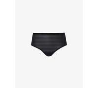 SoftStretch Stripes High Waist Thong Black Black One Size