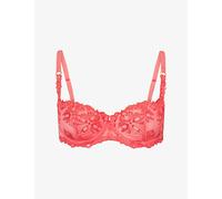 Chantelle Womens Chantelle Champs Elysees Balconette Mesh Bra Sweet Velvet Red 38C