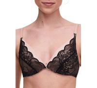 Chantelle Women's Midnight Flowers Plunge T-Shirt Bra in Black | Size: 36E Chantelle Black 36E