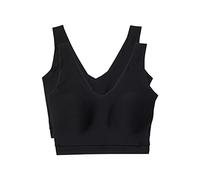 Chantelle Women's Soft Stretch Padded V-Neck Bra Top, Black (2 Pack), M/L (Pack of 2)