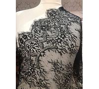 Chantilly Lace Floral Bridal/Wedding Dress Flower Fabric Scallop Trim Applique Clothing Curtains Black/Off White 300cmx41cm ALE12 (Black)