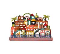 Chanukah Menorah, Hanukah menorah, Painted Metal Laser Cut Menorah - Jerusalem design