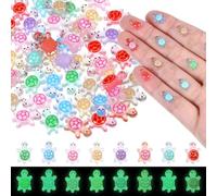 Chanumetal 100 Pcs Mini Turtles Toy Luminous Resin Animals, Mini Animals 100 Pack, Tiny Resin Turtles for Ocean Theme Birthday Party, Sea Animal Party, DIY Home Garden Decorations