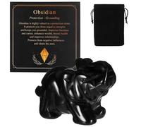 Chanumetal Black Elephant Obsidian Crystal Gifts, Cute Garden Ornaments for Desktop Decorations, Crystal Elephant Gifts for Women/Man Christmas Birthday and Valentine's Day (Black)