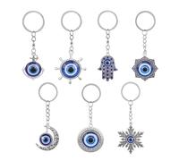 Chanumetal Pack of 7 Evil Eye Keychain, Nazar Boncuk Key Ring, Blue, Blue Lucky Charms Key Pendant, Turkish Eye Talisman Lucky Charm Car