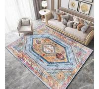 Chanxiang666 Area Rugs Living Room Modern Carpet 130x190cm Geometric ethnic style powder blue Bordered, Soft,Machine washable 130x190cm