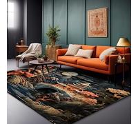 Chanxiang666 Contemporary Carpet Living Room Bedroom Mat 120x250cm Black and Blue Landscape 3D Stereo Short Pile, Non-Slip Backing, Non-Shedding 120x250cm