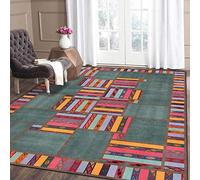 Chanxiang666 Contemporary Carpet Living Room Bedroom Mat 80x120cm patchwork ethnic style gray and red For Bedroom Living Room or Any Indoor Space 80x120cm