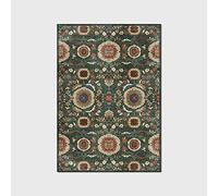 Chanxiang666 Designer Carpet Modern rug 80x250cm Dark green floral ethnic style Bordered, Soft,Machine washable 80x250cm