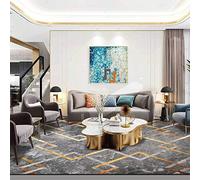 Chanxiang666 Designer Carpet Modern rug 80x250cm Modern geometric lines in gold-gray Bordered, Soft,Machine washable 80x250cm