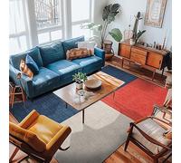 Chanxiang666 Living Room Designer Carpet Large Area Rugs 180x280cm Simple geometric blue and red For Bedroom Living Room or Any Indoor Space 180x280cm