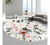 Chanxiang666 Oval Area Rug Soft Chic Rugs, Rug Lounge Bedroom Dining Room Home Decor, Soft Low Pile Carpets, Modern floral multi-colored pink Oval 120x190cm