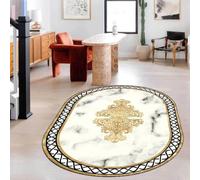 Chanxiang666 Oval Area Rug Soft Chic Rugs, Rug Lounge Bedroom Dining Room Home Decor, Soft Low Pile Carpets, Luxury Platinum Pattern Oval 60x100cm