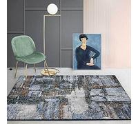 Chanxiang666 Rugs Living Room Large 150x200cm Short Pile, Non-Slip Backing, Non-Shedding minimalist abstract style in blue gray black with an aged finish.