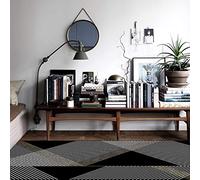 Chanxiang666 Soft Touch Carpets Short Pile Carpets 100x160cm Modern geometric lines in black and gray Living Room/Bedroom/Study/Coffee Table 100x160cm