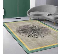 Chanxiang666 Soft Touch Carpets Short Pile Carpets 140x230cm Simple green frame with black lines For Bedroom Living Room or Any Indoor Space 140x230cm