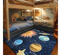 Chanxiang666 Soft Touch Carpets Short Pile Carpets 150x200cm Cartoon Universe Space Blue Short Pile, Non-Slip Backing, Non-Shedding 150x200cm