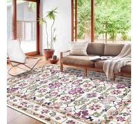 Chanxiang666 Soft Touch Carpets Short Pile Carpets 150x200cm Elegant floral patterns in a pastoral ethnic style Short Pile, Non-Slip Backing, Non-Shedding 150x200cm