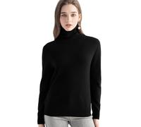 Chanyarn 100% Pure Cashmere Women's Jumper Turtleneck Long Sleeve Warm Soft 2025 Fall Winter Knit Pullover(Black,L)