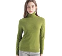 Chanyarn 100% Pure Cashmere Women's Jumper Turtleneck Long Sleeve Warm Soft 2025 Fall Winter Knit Pullover(Grass Green,M)