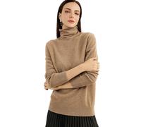 Chanyarn 100% Pure Cashmere Women's Jumper Turtleneck Long Sleeve Warm Soft 2025 Fall Winter Knit Pullover(Tan,L)