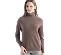 Chanyarn 100% Pure Cashmere Women's Jumper Turtleneck Long Sleeve Warm Soft 2025 Fall Winter Knit Pullover(Chocolate26093,L)