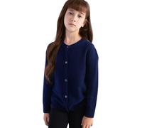 Chanyarn Boy's 100% Merino Wool Cardigan 2025 Fall Winter First-Line Ready to Wear Crew Neck Long Sleeve Seamless Knit Cardigan (Navy Blue,120cm)