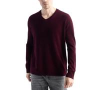 Chanyarn Men's 100% Merino Wool Jumper 2025 Fall Winter First-Line Ready to Wear V Neck Long Sleeve Seamless Knit Jumper (Dark Red,XL)