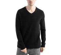 Chanyarn Men's 100% Merino Wool Jumper 2025 Fall Winter First-Line Ready to Wear V Neck Long Sleeve Seamless Knit Jumper (Black,XL)