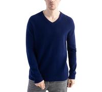 Chanyarn Men's 100% Merino Wool Jumper 2025 Fall Winter First-Line Ready to Wear V Neck Long Sleeve Seamless Knit Jumper (Navy Blue,XL)