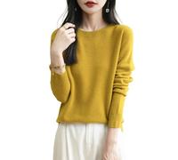 Chanyarn Women's 100% Merino Wool Crewneck Jumper 2024 First-Line Ready to Wear Long Sleeve Seamless Knit Jumper (Maple Leaf,XL)