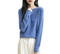 Chanyarn Women's 100% Merino Wool Crewneck Jumper 2024 First-Line Ready to Wear Long Sleeve Seamless Knit Jumper (Star Blue,S)